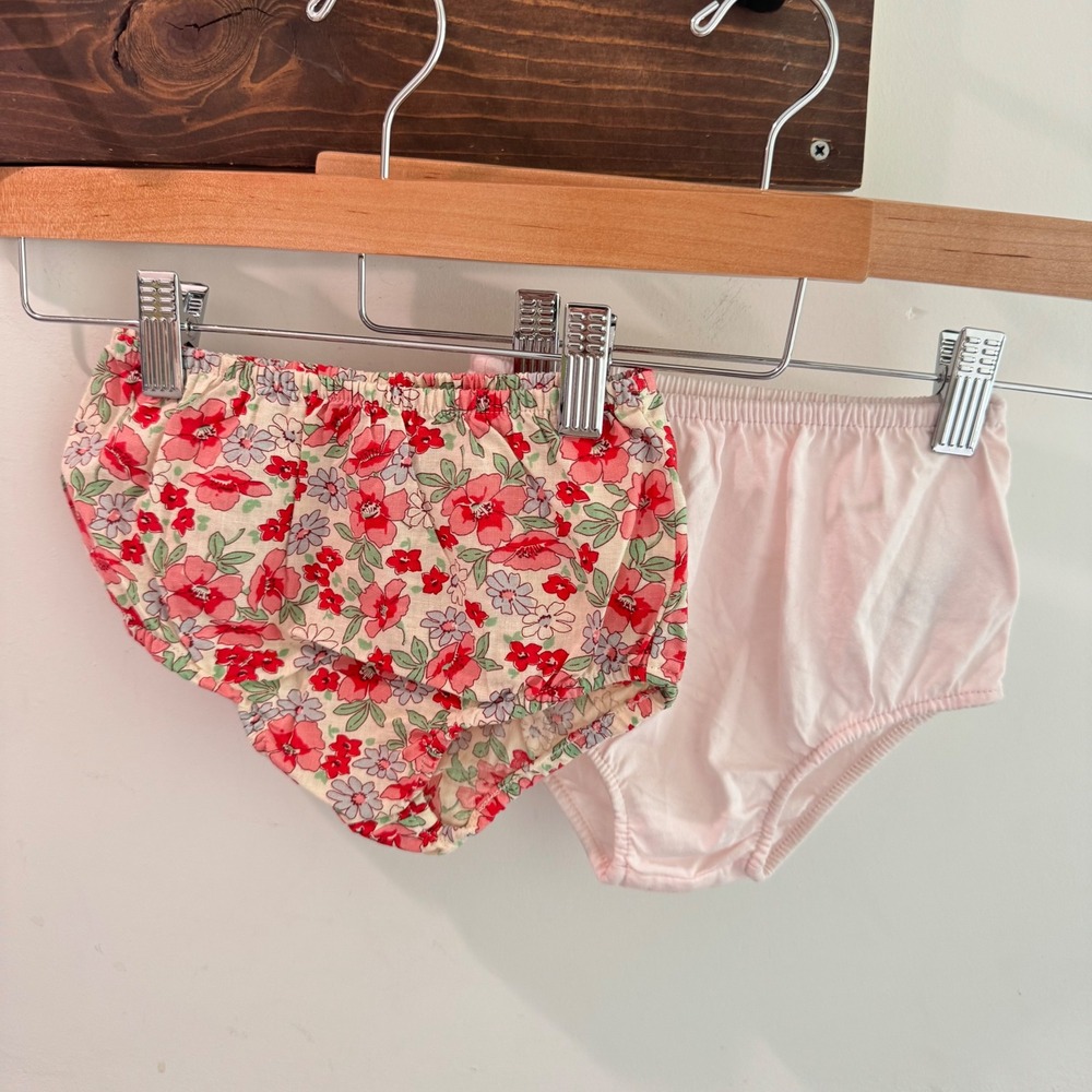 Ralph Lauren Baby Girls Floral and Pink Diaper Covers Bloomers Set 18M